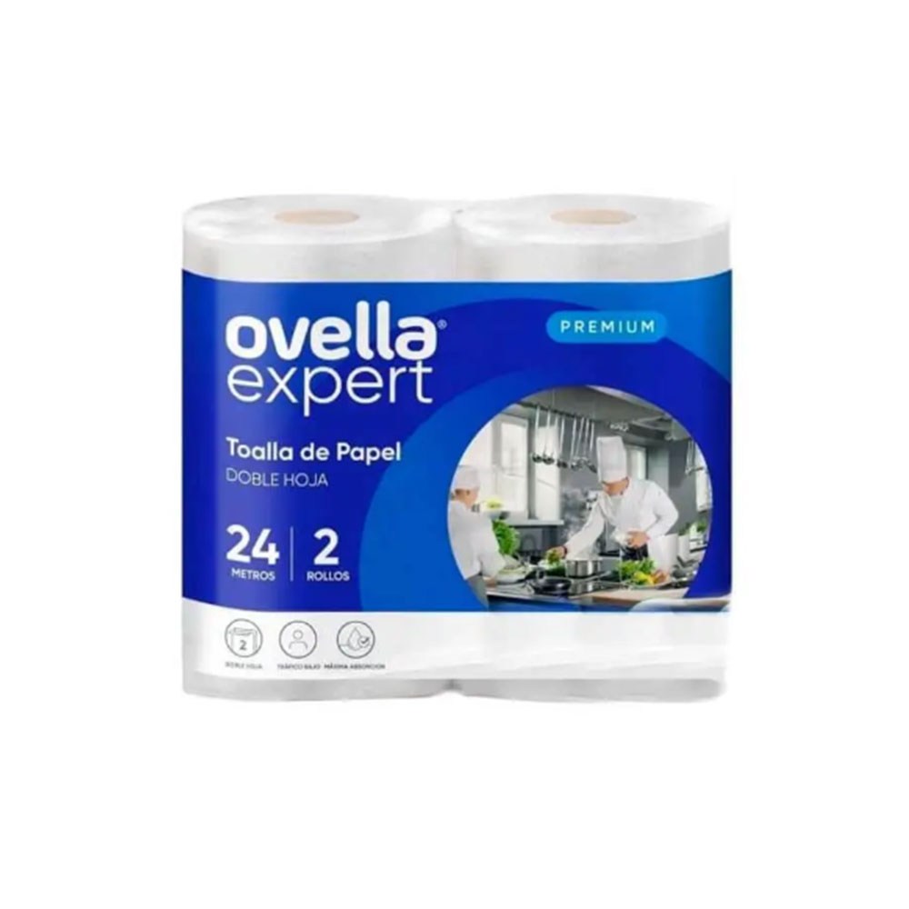 Toalla De Papel Ovella Premium 2 Rollos 24 M Doble Hoja